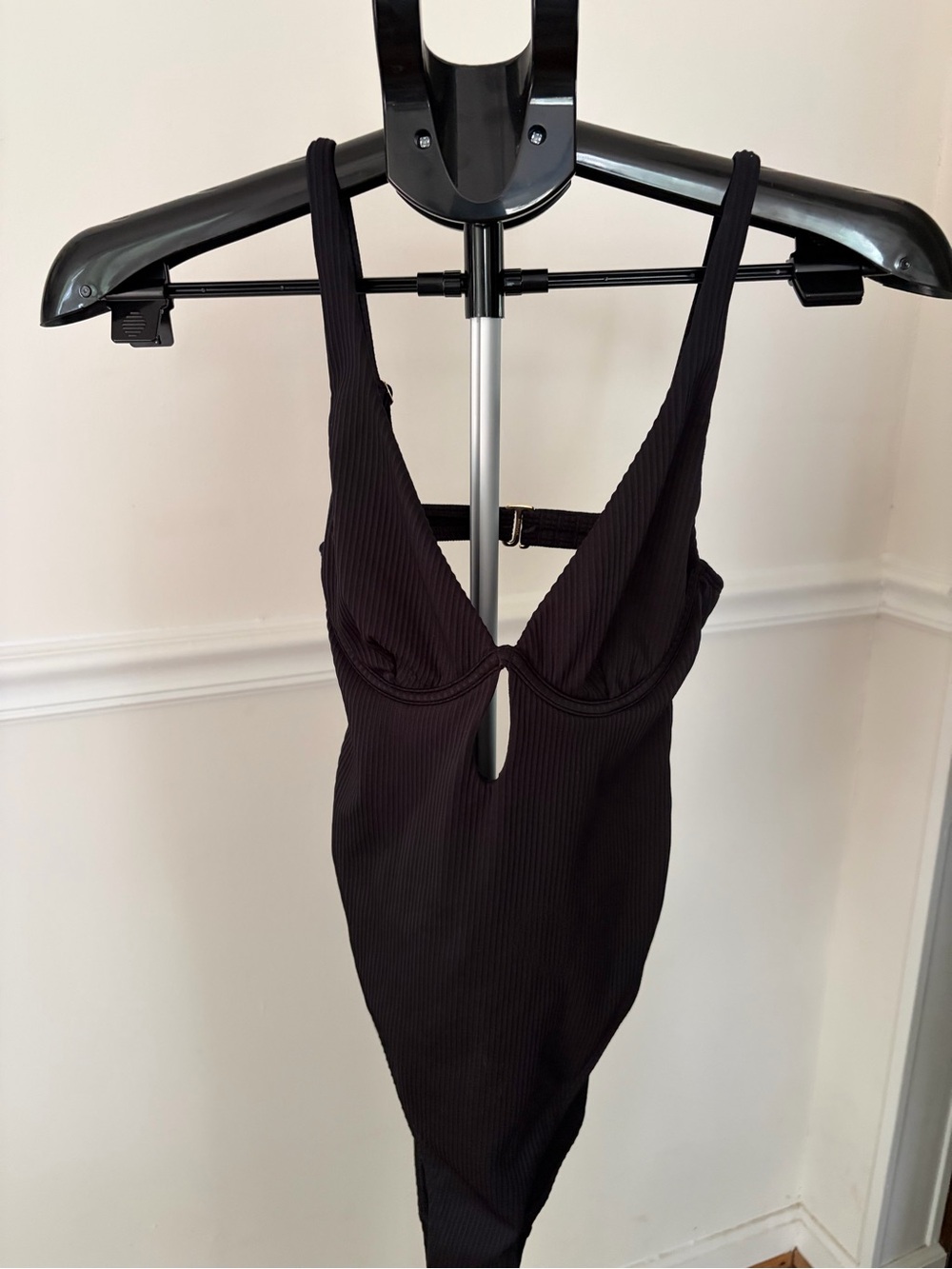 Hollister Black Ribbed V-Neck Tank Bathing Suit